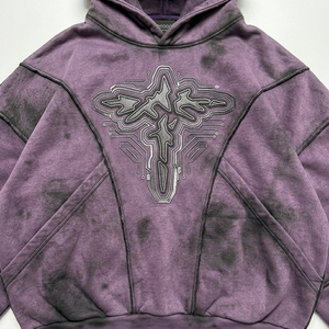 Sudadera con Capucha Oversize Vintage con Lavado Ácido, Forro de Invierno, Tejido de Punto, Gráfico Bordado en 3D en el Pecho - Product Image 6