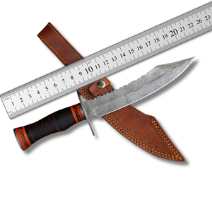 Couteau de chasse en acier Damas de qualité supérieure, lame fixe, manche en bois, couteau de camping Bushcraft, fournisseur d'usine - Product Image 2