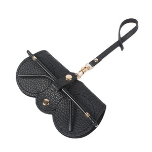 Brown Leather Eyeglasses <b>Case</b> with Strap and Gold Hardware <b>for</b> <b>Sunglasses</b> Storage - Product Image 4