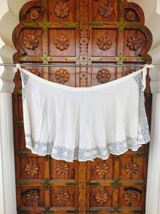 Falda Cruzada Bohemia de Lino/Algodón con Estampado Geométrico para Mujer, Cintura Natural, Bordado, Largo hasta la Rodilla, Ecológica, ODM - Product Image 3