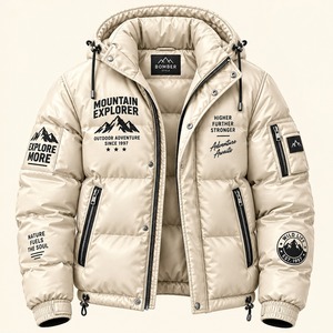 Men's Hooded Down Bomber Jacket <b>Lightweight</b> Padded Outerwear Zip Up Casual Winter <b>Coat</b> - Product Image 1