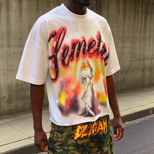 T-shirt pour homme en coton et fibre de bambou 300 g/m², coupe classique, impression numérique DTG, séchage rapide, respirant, design graphique personnalisé - Product Image 1