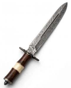 Cuchillo utilitario de hoja fija de acero de Damasco hecho a mano con mango segmentado de palisandro y hueso, calidad DIY, OEM disponible - Product Image 4