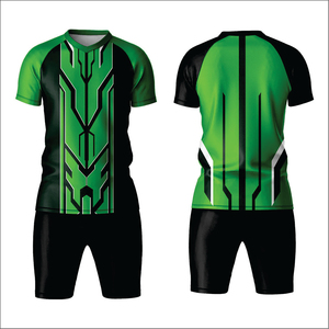 ชุดฟุตบอลพิมพ์ลายดิจิทัลแบบกำหนดเอง ผ้าโพลีเอสเตอร์ 100% ลาย 3 มิติ กางเกงขาสั้น ออกแบบเองได้ ชุดทีม ผลิตในปากีสถาน - Product Image 1