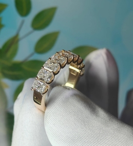 Custom Full Radiant Cut Moissanite Hiphop Engagement IGI Certified Band S925 Sterling <b>Silver</b> Paved Wedding Stackable <b>Ring</b> - Product Image 1
