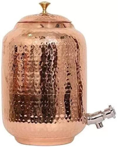 Distributeur d'eau en cuivre martelé avec couvercle et robinet amovibles – Contenant de boissons traditionnel pour la maison, l'hôtel et le restaurant - Product Image 3