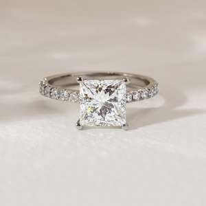 Custom ODM Manufacturer 10K 14K 18K Gold Moissanite Pave Engagement <b>Ring</b> Princess Cut VVS Sparkle Band Personalized Fine Jewelry - Product Image 1