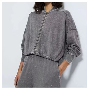 Conjunto de Sudadera con Capucha y Pantalones Deportivos de Algodón Lavado al Ácido, Estilo Vintage, Personalizado, al por Mayor, para Mujer, de Alta Calidad - Product Image 5
