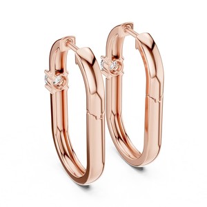 Pendientes de Aro de Oro Rosa de 18K para Mujer con Diamantes Cultivados en Laboratorio, Corte Brillante Redondo, Estilo Clásico - Product Image 1