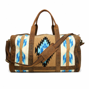 Sac de voyage en cuir avec motif aztèque, sac de voyage en cuir |   Sac de week-end de style occidental fait main |   OEM Export Inde 2026 Pro - Product Image 2