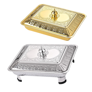 Printed stainless steel <b>combination</b> cover four legged dining stove hot food heating <b>square</b> straight edge wholesale restaurant - Product Image 5