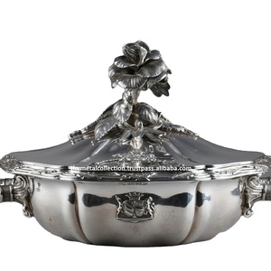 Platos de servicio clásicos con cubierta para el hogar, utensilios de cocina para Hotel, vajilla de Hotel, platina de decoración, plato de Metal pulido plateado - Product Image 1