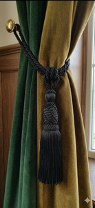 Classic Black Velvet <b>Curtain</b> Tiebacks with Tassel Decorative Accessories for Elegant Window Treatment - Product Image 2