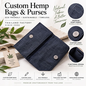 Navy Blue Hemp <b>Wallet</b> Wholesale - Eco-Friendly Hemp Purse with Magnet Closure Custom Logo - Product Image 4