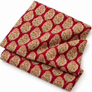 Tissu en coton biologique léger 90 GSM imprimé à la main, couleur rouge bordeaux, pour vêtements féminins à motifs floraux - Product Image 5