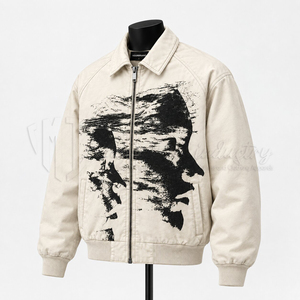 Blouson bomber imprimé graphique pour homme, logo personnalisé, streetwear, vintage, décontracté, coupe-vent, vente en gros - Product Image 3