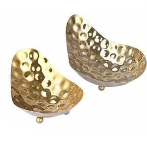 Corbeille à fruits décorative gravée à la main, finition dorée, bol de service pour fruits, décoration pour comptoir de cuisine - Product Image 1