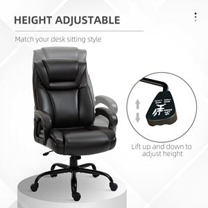 Sedia da Ufficio Ergonomica Direzionale Marrone con Schienale Alto, Capacità 180 kg, Comoda Sedia da Capo Regolabile in Altezza, Seduta Larga in Pelle PU e Legno - Product Image 5