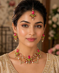 Conjunto de Collar y Pendientes de Cobre con Diseño Clásico de Bollywood, Estilo Moderno, Chapado en Plata con Circonitas, para Bodas, Compromisos y Fiestas - Product Image 2
