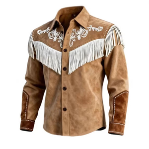 Men Western <b>Leather</b> Fringe Jacket Vintage Cowboy Biker Coat Front Customizable Winter <b>Top</b> Quality <b>Leather</b> - Product Image 1
