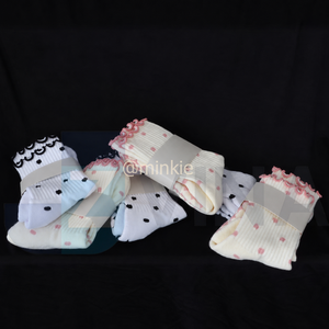 Meilleure Vente En Gros Chaussettes Femme Personnalisées à Volants et Logo, Chaussettes en Coton à Pois et Dentelle pour la Mode, le Pilates et le Yoga - Product Image 2