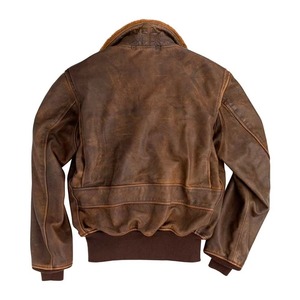 Mens Winter Flight <b>Jacket</b> <b>Real</b> <b>Leather</b> and Canvas Turn Down Collar Bomber Aviator Coat Warm Lined Vintage Style OEM - Product Image 2