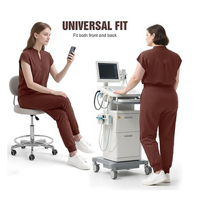 Unisex Classic White Cotton <b>Scrub</b> <b>Sets</b> with Jersey Fabric Needle Detection Professional Medical Nurse Uniform for Hospital Use - Product Image 5