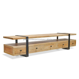 Mueble de TV moderno 2025 hecho a mano de madera de alta calidad con 5 cajones de madera y con soporte de hierro para sala de estar y armario para el hogar - Product Image 4