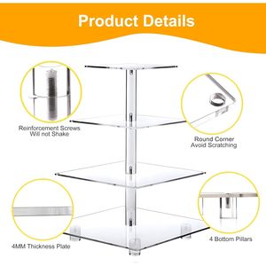 Espositore per Cupcake a 4 Piani in Acrilico Premium con Luci LED, Albero di Dessert, Torre per Torte, Accessori per Decorazioni per Compleanni, Matrimoni, Bar di Dolci - Product Image 2