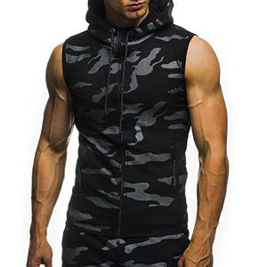 Débardeur à Capuche Zippé pour Homme, Sans Manches, pour Entraînement et Gym, Camouflage, Coupe Slim, 100% Coton Respirant, Fitness - Product Image 3