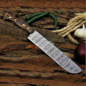 Cuchillo de Cocina de Acero de Damasco Hecho a Mano de Alta Calidad con Mango de Madera Pakka, Apto para Lavavajillas, Ecológico, para Chefs y Trabajo en la Cocina - Product Image 5