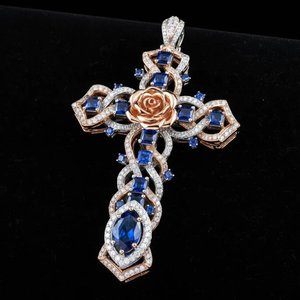 Élégant Pendentif Breloque Glace en Moissanite et Perle d'Eau Douce, en Argent Sterling 925 Plaqué Or et Argent, Bijoux de Créateur Hip Hop - Product Image 5