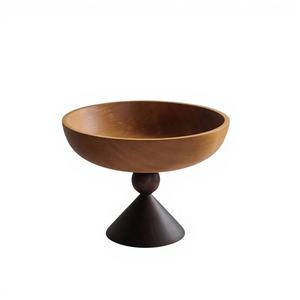 Bol à fruits en acacia véritable, style piédestal, bols de service en bois, artisanat, finition naturelle, vintage, écologique, centre de table, fête - Product Image 4