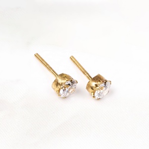 ต่างหูเพชรแท้ทรงกลม 14K ทองคำแท้ ประดับเพชรแบบหนามเตย ขายส่ง เครื่องประดับชั้นดี Memoria Jewels - Product Image 2