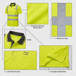 Camiseta Polo de Alta Visibilidad con Franjas Reflectantes Amarillas, Uniforme de Trabajo, Logotipo Personalizado, Tejido de Poliéster Transpirable de Secado Rápido - Product Image 3