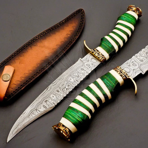 Cuchillo Bowie de Acero de Damasco Hecho a Mano UA Supplies, Hoja Fija de 13 Pulgadas para Camping y Caza, con Funda de Cuero, Cuchillo Clásico de Caza de Gran Venta - Product Image 1