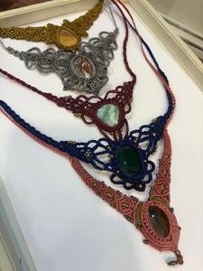 Collares de Macramé Hechos a Mano con Colgantes de Piedras Preciosas Naturales, Estilo Clásico, Cadena de Cuerda Cuadrada con Mariposas, Lote de Joyería al por Mayor - Product Image 2