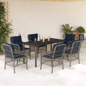 Juego de comedor para jardín en azul marino y gris negro para muebles de patio - Product Image 1