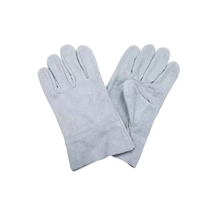Gants de soudage en cuir doublés coton bleu-gris, paume renforcée, pouce droit, résistance aux éclaboussures de métal fondu, type B, TIG/MIG/Stick - Product Image 2