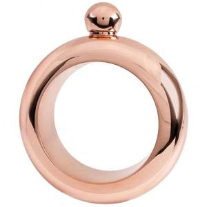 High Quality Copper Donut Shape Pocket Flask with Chain Glossy Finish, Rounded Shape, Leak Proof Design for Liquor Storage - Product Image 2