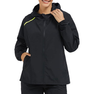 Womens Custom OEM Woven Waterproof <b>Hooded</b> Lightweight Windbreaker Outdoor Hiking Travel Zip-Up <b>Raincoat</b> - Product Image 1