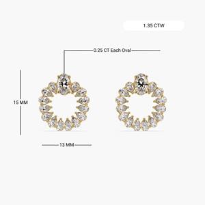 Boucles d'oreilles de luxe en or blanc 14 carats avec diamants ovales et en forme de poire cultivés en laboratoire, 1,35 ct, cadeau de mariage ou d'anniversaire pour femme - Product Image 5