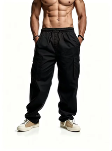 Pantalon cargo en toile Mego Industry léger, respirant, écologique, séchage rapide, coupe droite, fermeture éclair, taille mi-haute, décontracté pour homme - Product Image 4