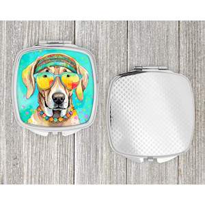 Miroir de maquillage de voyage pour femmes et filles Design compact pliant avec cadeau décoratif Hippie Dawg pour les amoureux de Weimaraner - Product Image 4