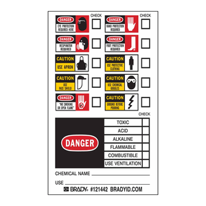 Etiquetas de Seguridad Industriales Autoadhesivas Brady, Lista de Verificación de EPP Duradera para Áreas de Trabajo con Maquinaria, Hechas en Corea - Product Image 1
