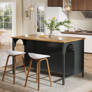 Islas de Cocina de Madera de Acacia de Vietnam, Color Natural/Blanco/Negro, con Almacenamiento, Móviles, de Aspecto Moderno - Product Image 4