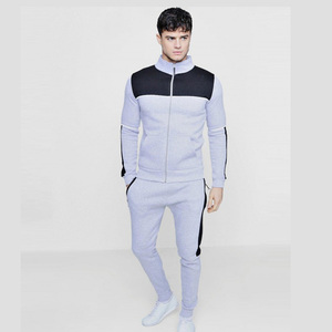 Men Autumn Solid 100% Cotton Tracksuit Set Full <b>Zip</b> <b>Hooded</b> Collar Joggers with Side Pockets Breathable Streetwear Casual Wear - Product Image 1