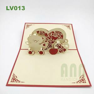 Carte d'invitation de mariage 3D pop-up personnalisée avec ours imprimé, enveloppe découpée à la main en papier, par ANN HANDICRAFT pour mariage - Product Image 6