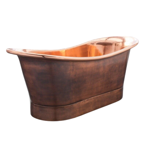 Baignoire ovale autoportante en cuivre, style traditionnel pour salle de bain, design martelé en cuivre pur, baignoire en cuivre à prix abordable - Product Image 2