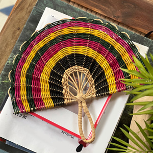 <b>Hand</b> <b>fan</b> crafted from rattan eco friendly braided handheld <b>fans</b> home decor wall hanging art - Product Image 4